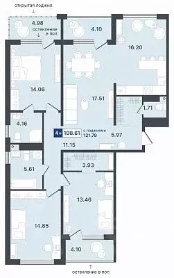 4-к кв. Тюменская область, Тюмень Ставропольская ул., 1 (108.61 м) - Фото 0