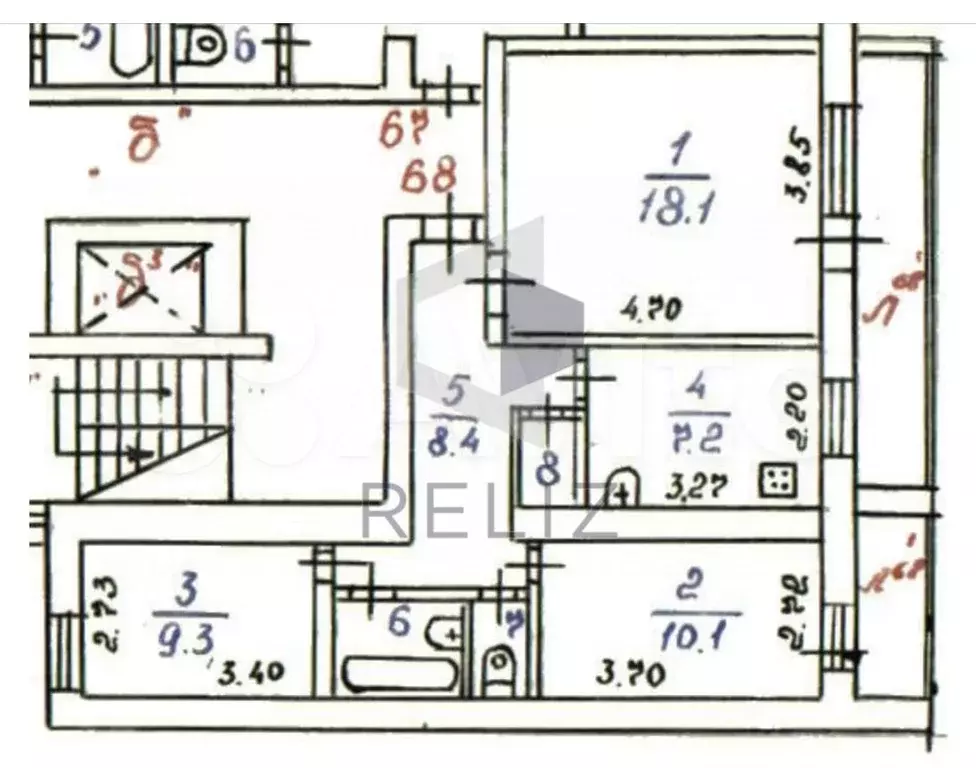 3-к. квартира, 63,8 м, 8/9 эт. - Фото 0