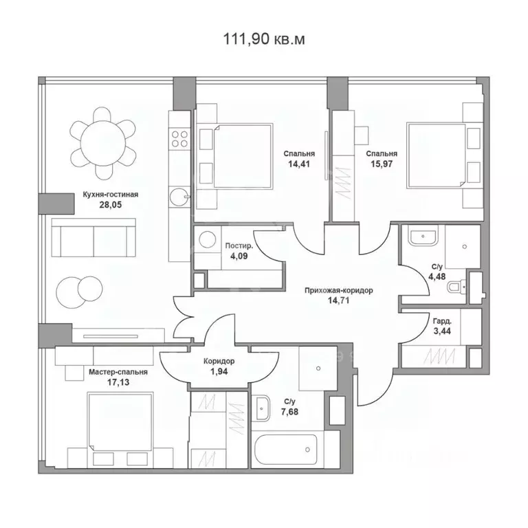 4-к кв. Москва Летниковская ул., 11к1 (113.4 м) - Фото 1