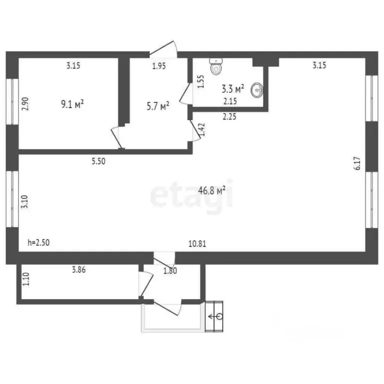 Торговая площадь в Коми, Усинск ул. Строителей, 15 (71 м) - Фото 1