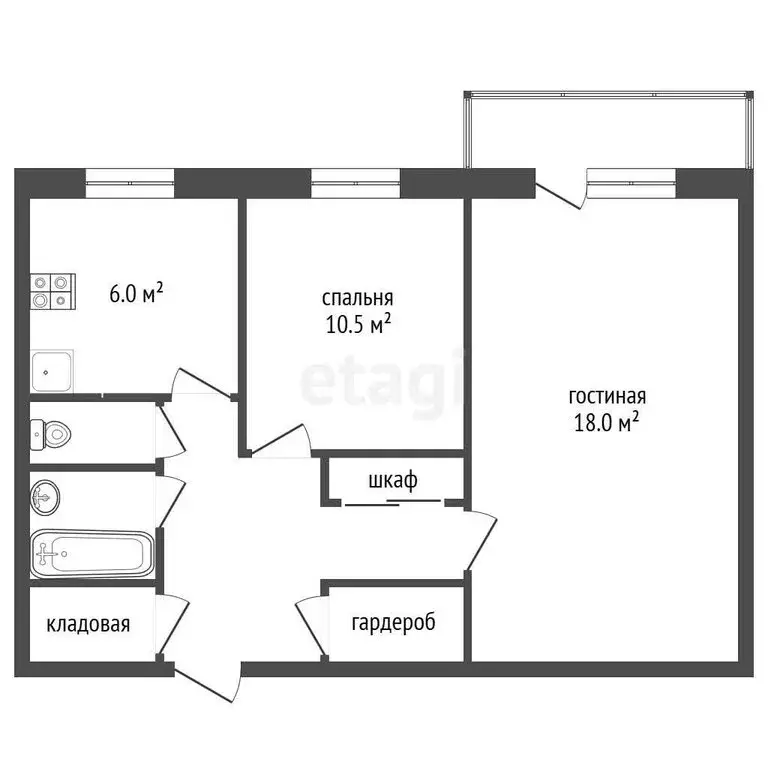 2-комнатная квартира: Пущино, микрорайон Г, 17 (44.8 м) - Фото 1