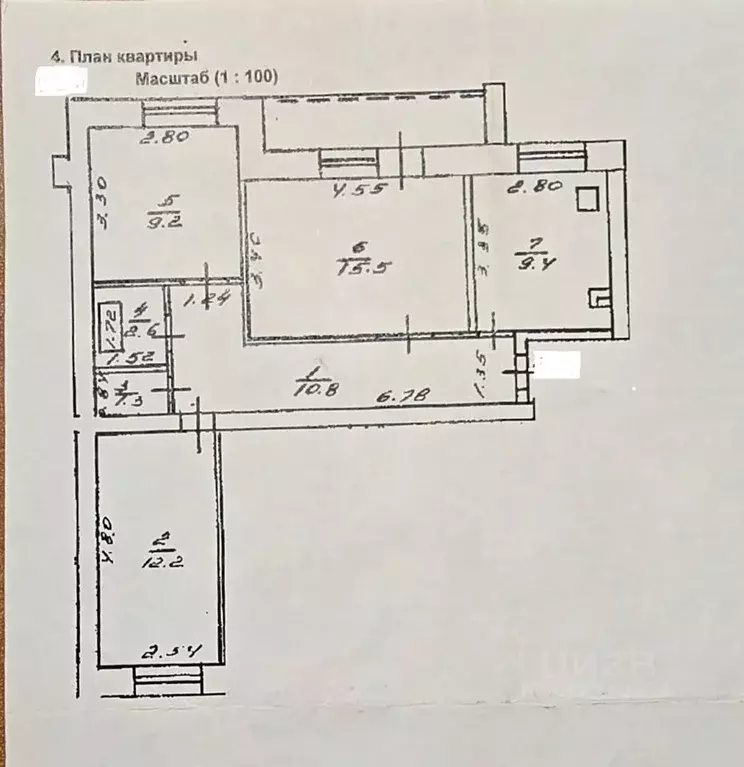 3-к кв. Башкортостан, Уфа № 25 ОСТ ОАО УМПО КС, 173 (62.14 м) - Фото 2