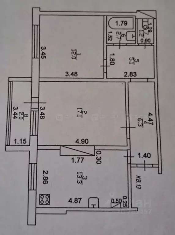 2-к кв. Татарстан, Зеленодольский район, Осиновское с/пос, с. Осиново ... - Фото 2