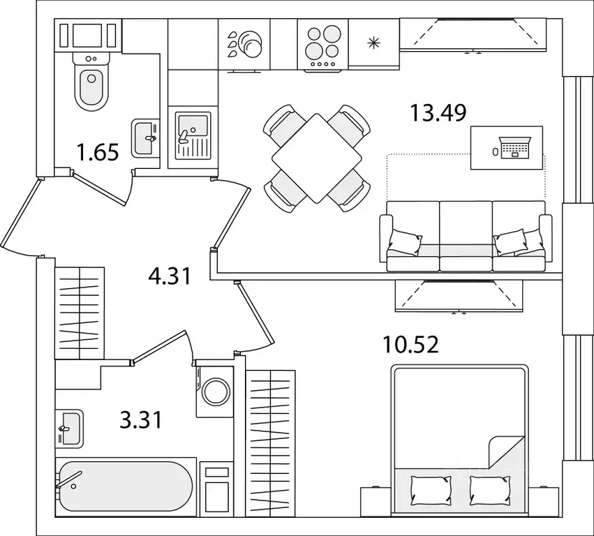 1-к кв. Санкт-Петербург ул. Тамбасова, 5Н (33.28 м) - Фото 0