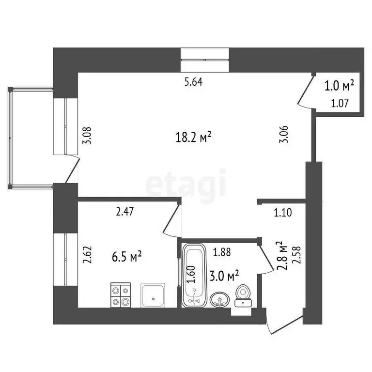 1-комнатная квартира: Коломна, улица Шилова, 4 (32.5 м) - Фото 0