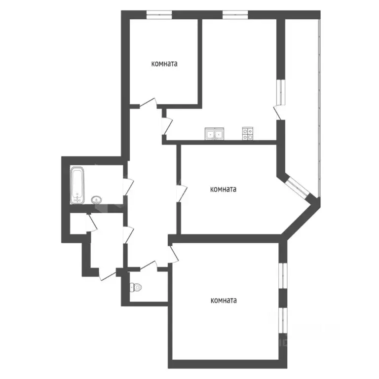 3-к кв. Тюменская область, Тюмень ул. Малыгина, 56 (101.9 м) - Фото 1