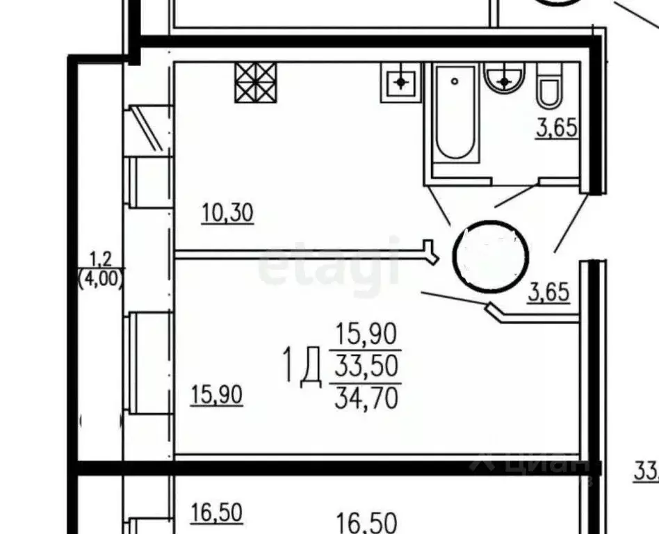 1-к кв. Татарстан, Казань Маршрутная ул., 1 (35.1 м) - Фото 2