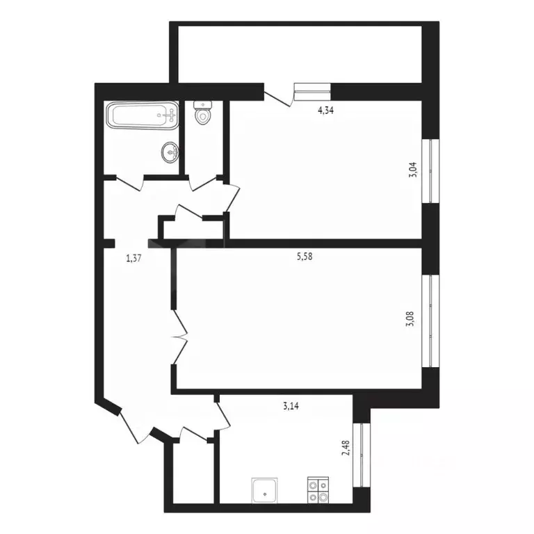 2-к кв. Тюменская область, Тюмень Одесская ул., 44 (52.6 м) - Фото 1