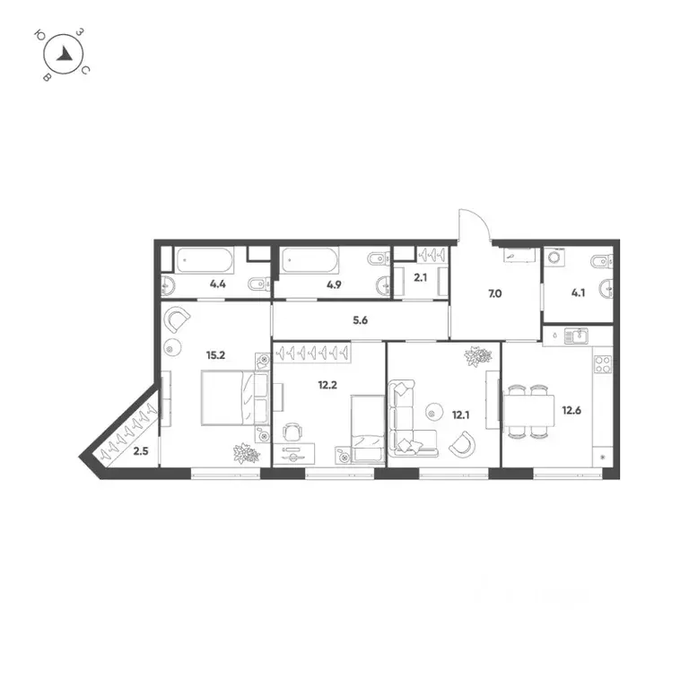 3-к кв. Москва Летниковская ул., 6к2 (82.7 м) - Фото 1
