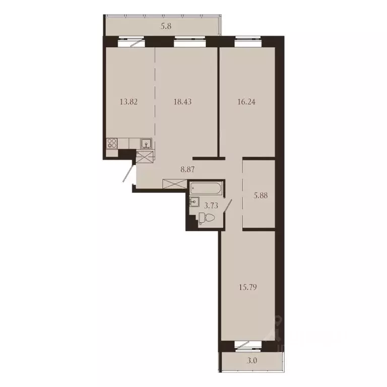 3-к кв. Иркутская область, Иркутск Советская ул., 115/1 (91.56 м) - Фото 1