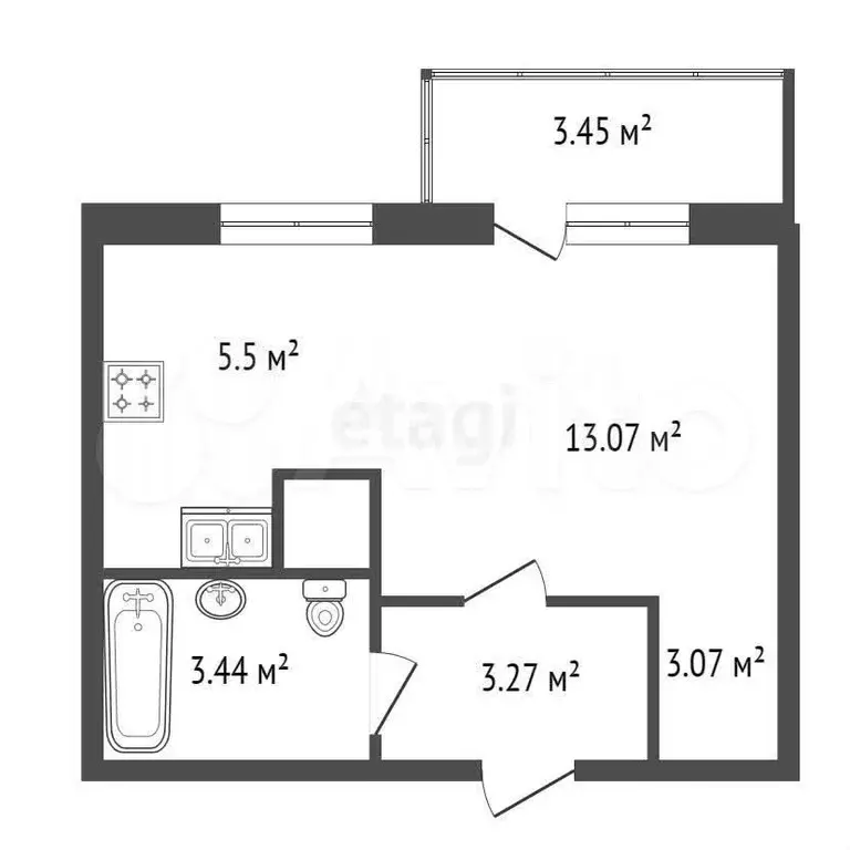 квартира-студия, 26,4 м, 6/11 эт. - Фото 0