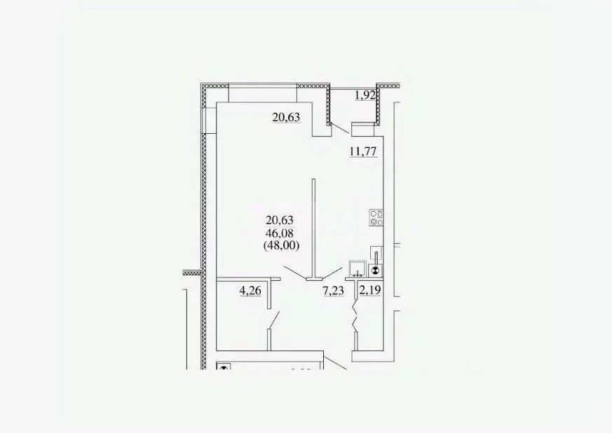 1-к кв. Татарстан, Казань ул. Заслонова, 40к2 (47.3 м) - Фото 1