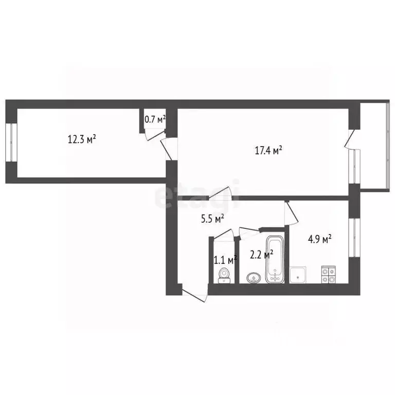 2-к кв. Севастополь ул. Генерала Жидилова, 22 (44.8 м) - Фото 1