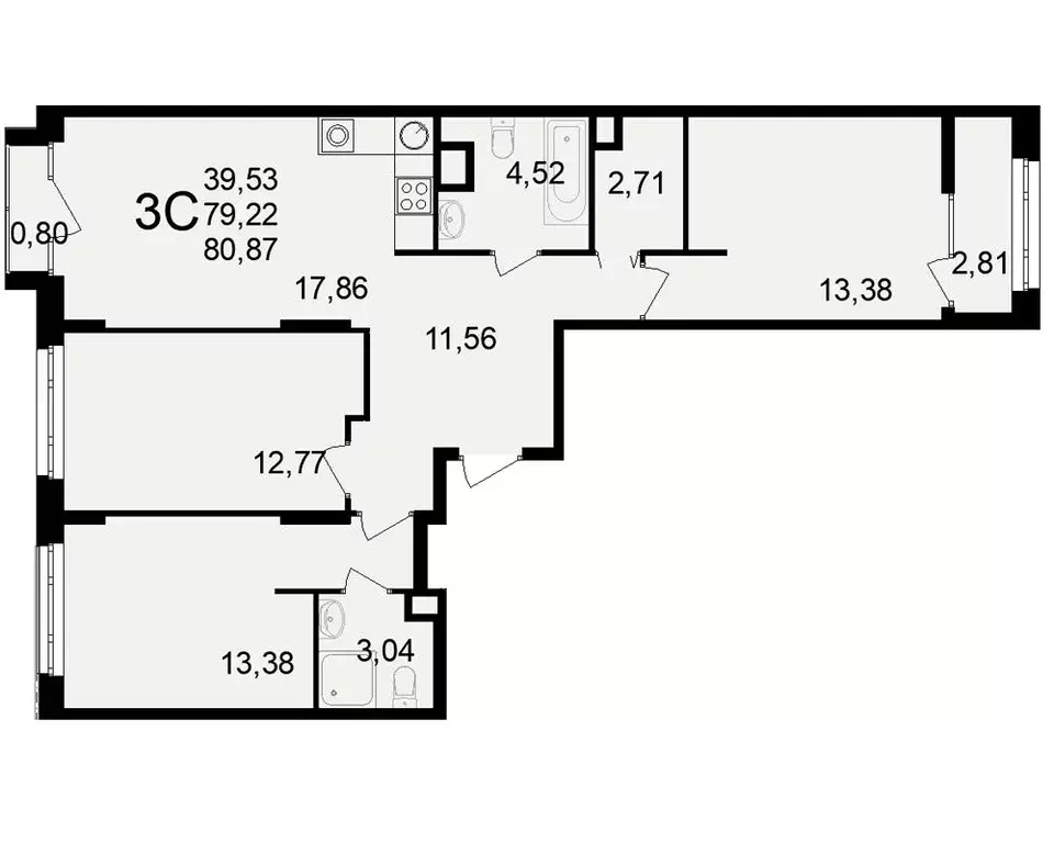 3-к кв. Рязанская область, Рязань Аура жилой комплекс (79.22 м) - Фото 1