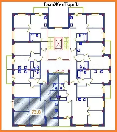 3-к. квартира, 73,8 м, 4/8 эт. - Фото 1