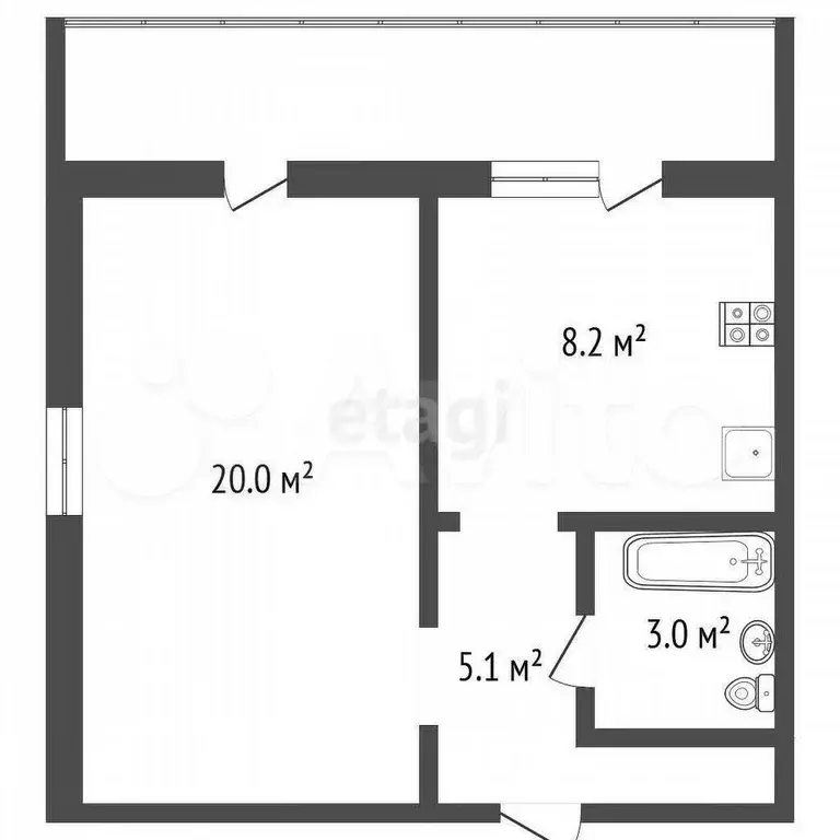 1-к. квартира, 36,3 м, 2/2 эт. - Фото 0