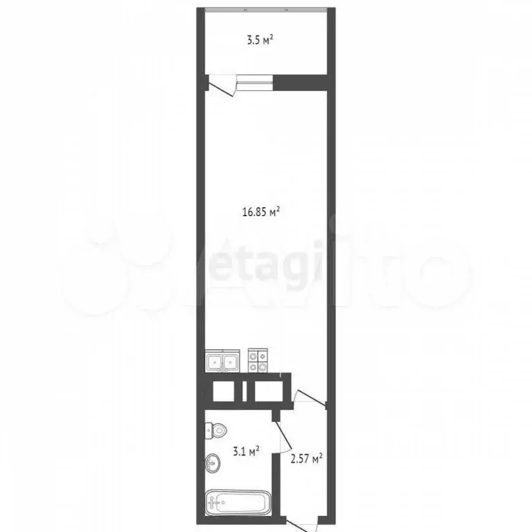 Квартира-студия, 25 м, 8/18 эт. - Фото 0