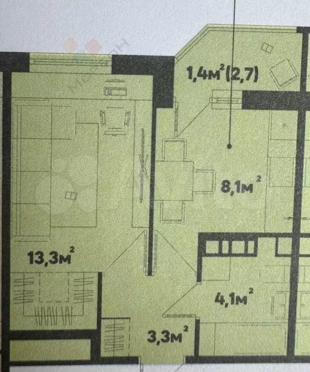 1-к. квартира, 30,2 м, 9/9 эт. - Фото 0