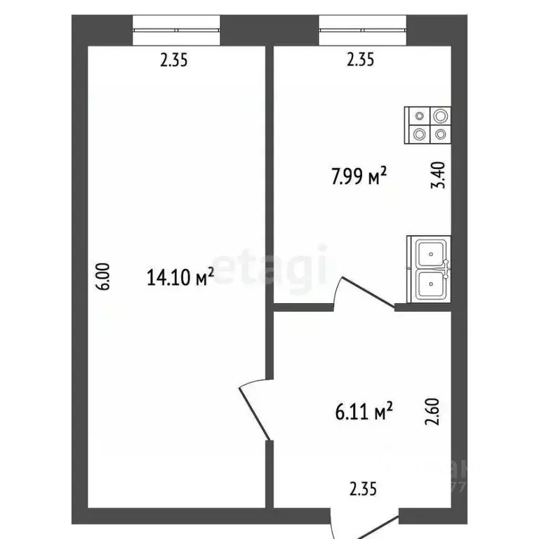 1-к кв. Саха (Якутия), Якутск ул. Федора Попова, 7/4 (28.4 м) - Фото 2