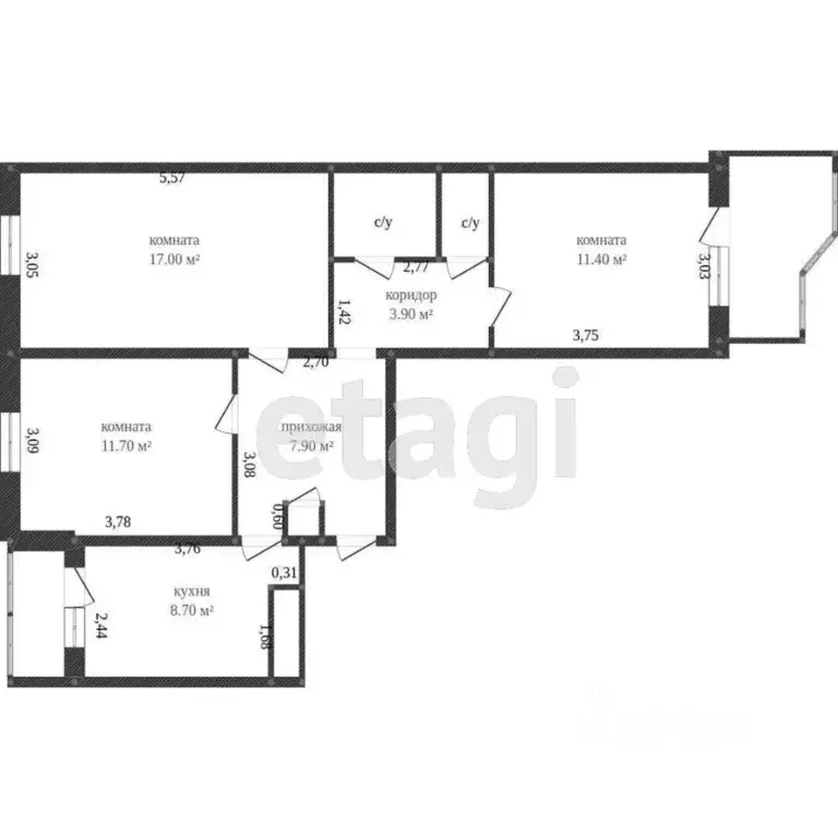 3-к кв. Костромская область, Кострома Давыдовский-2 мкр, 67 (65.0 м) - Фото 1
