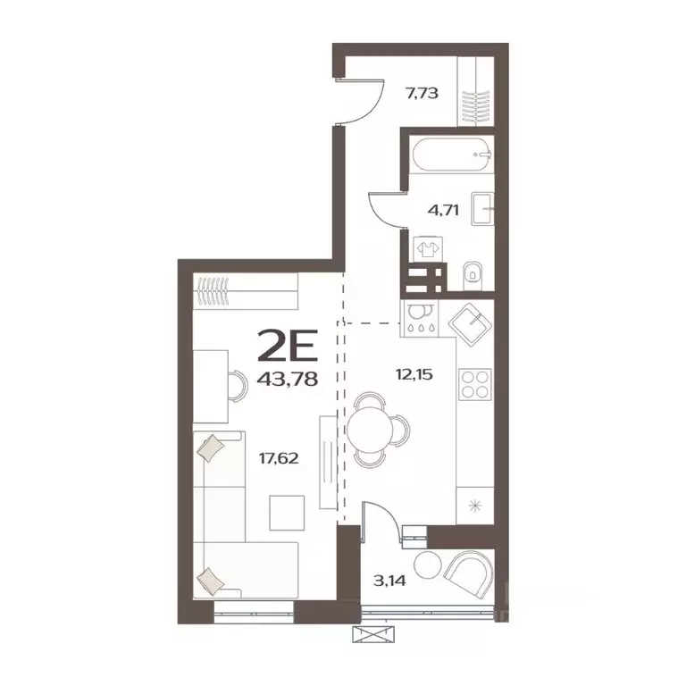 1-к кв. Приморский край, Владивосток ул. Слуцкого, 5А (43.78 м) - Фото 1