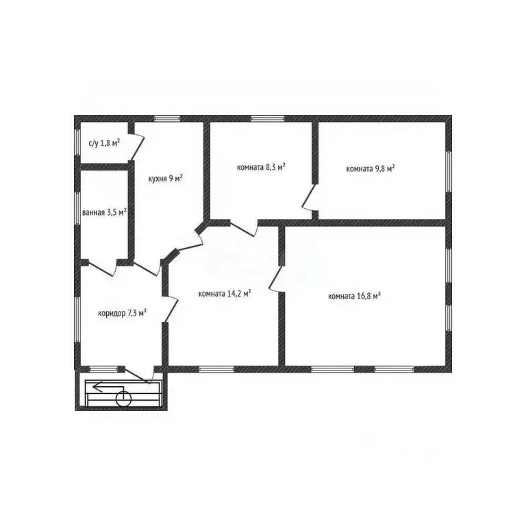 Дом в Адыгея, Майкоп Батарейный пер. (72 м) - Фото 2