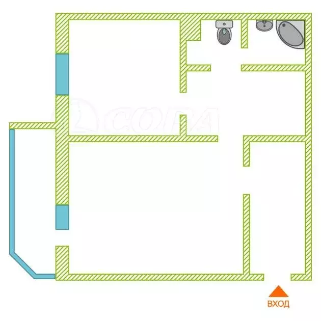 1-комнатная квартира: деревня Дударева, улица Созидателей, 8 (46.4 м) - Фото 2