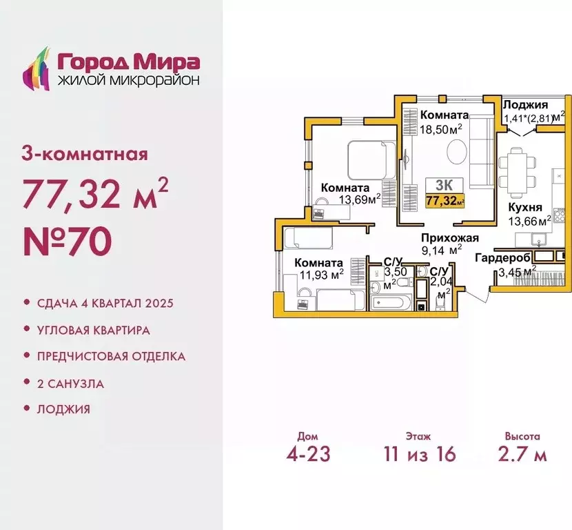 3-к кв. Крым, Симферополь Город Мира жилой комплекс (77.32 м) - Фото 0
