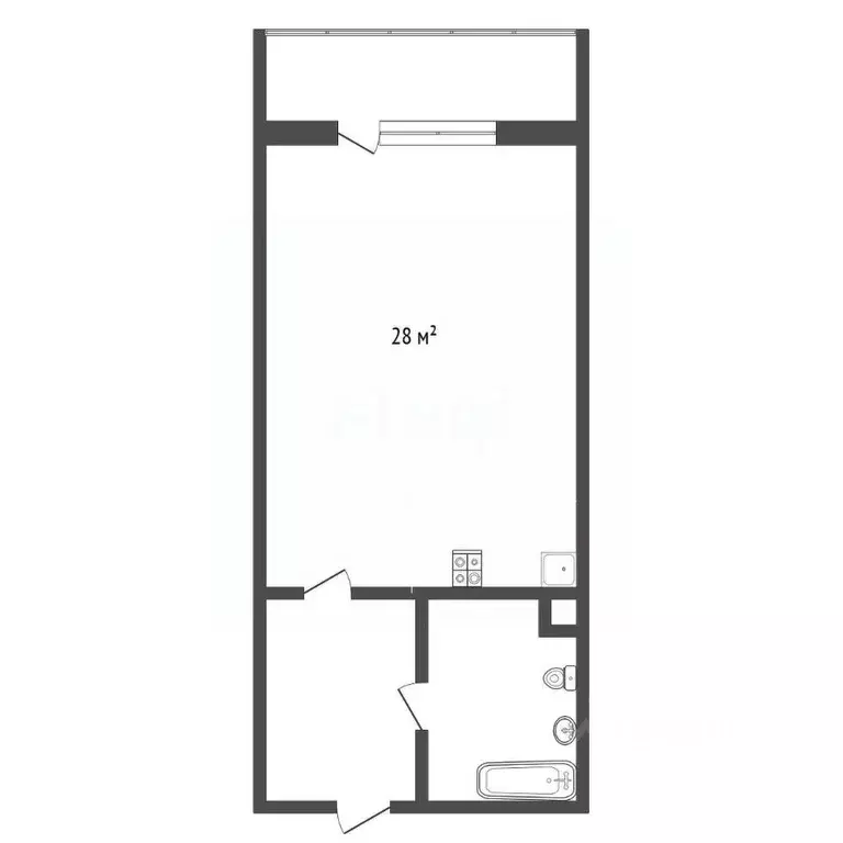 Студия Ханты-Мансийский АО, Сургут ул. Замятинская, 7 (28.0 м) - Фото 2