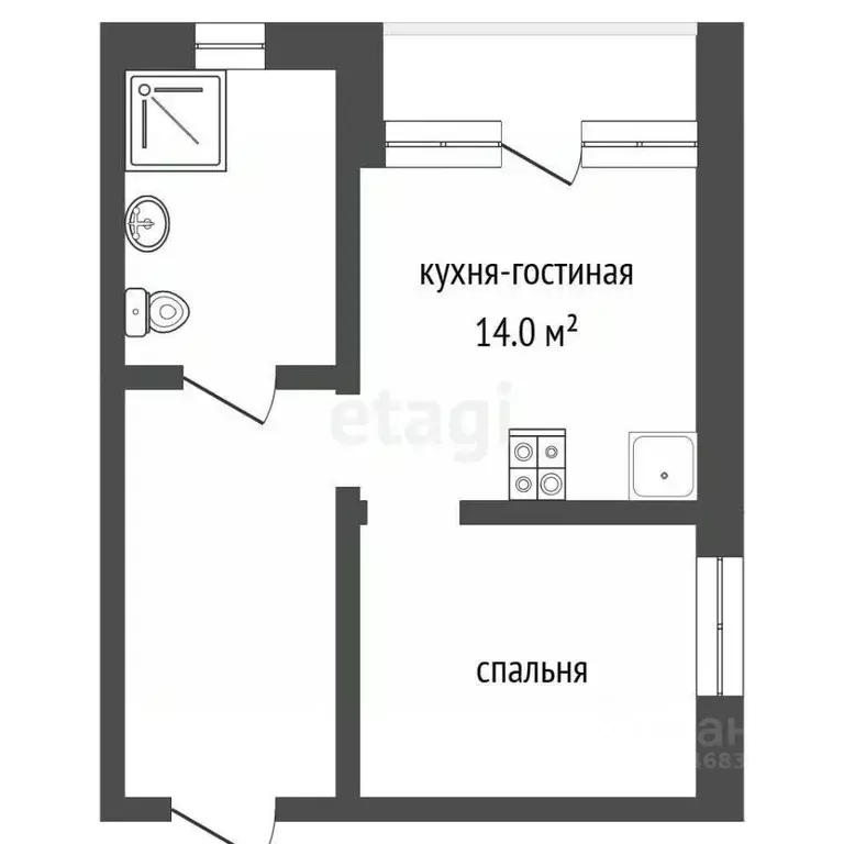 1-к кв. Крым, Ялта муниципальный округ, Ливадия пгт ул. Батурина, 12 ... - Фото 2