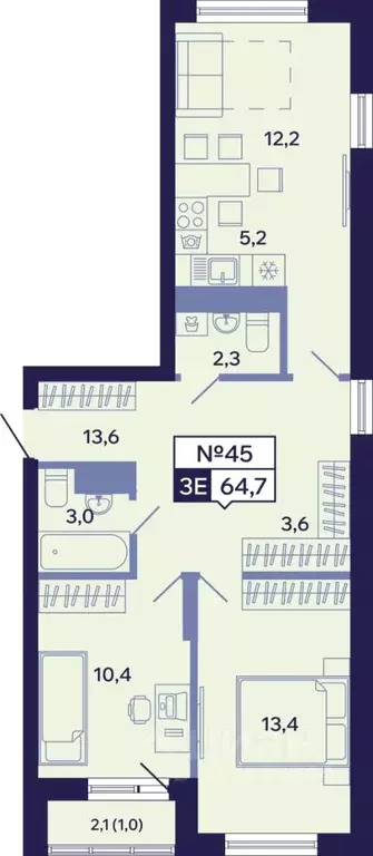 3-к кв. Саха (Якутия), Якутск ул. Новопортовская, 1Д (64.7 м) - Фото 1
