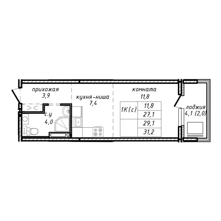 1-комнатная квартира: Новосибирск, улица Связистов, 162к4с (29.1 м) - Фото 0