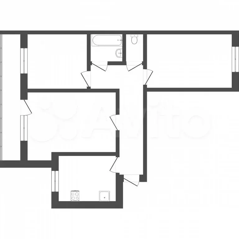 3-к. квартира, 60 м, 3/9 эт. - Фото 0