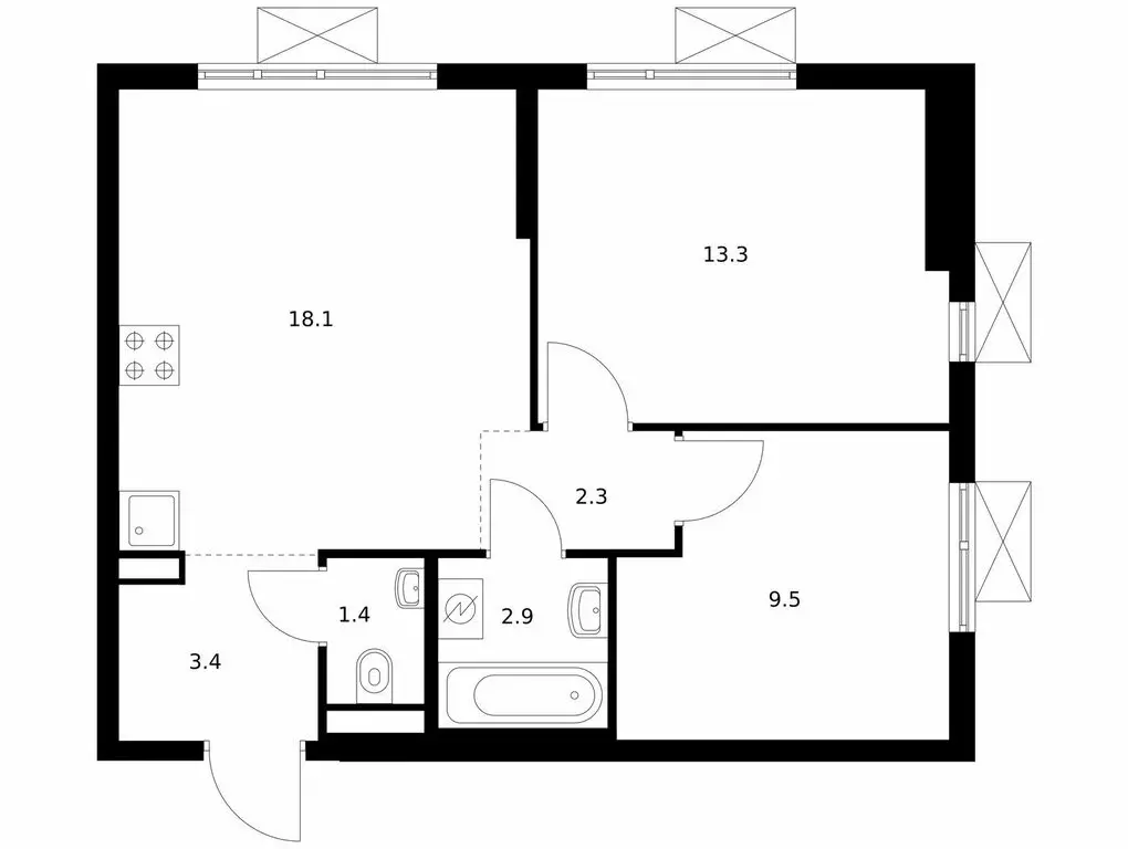 2-комнатная квартира: Мытищи, жилой комплекс Яуза Парк, к9 (50.9 м) - Фото 1