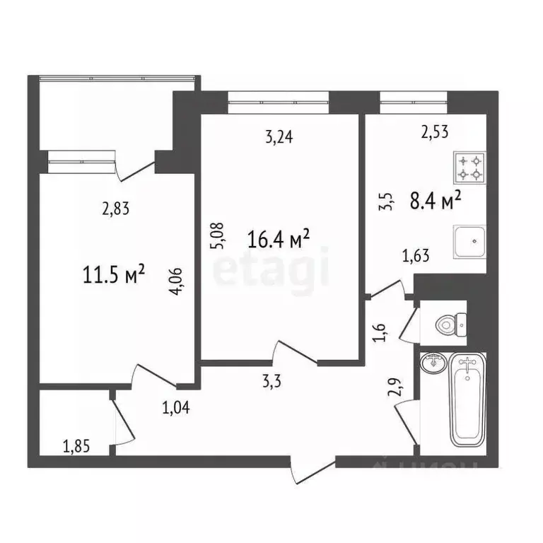 2-к кв. Красноярский край, Красноярск Парашютная ул., 88А (52.0 м) - Фото 1