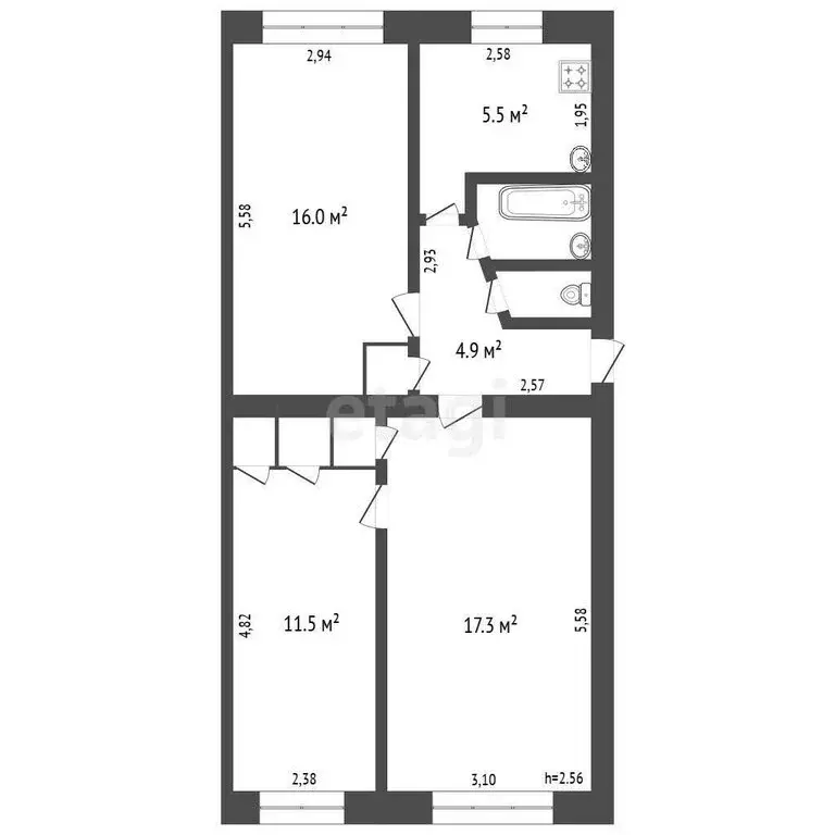 3-комнатная квартира: Ковров, улица Куйбышева, 14 (60.2 м) - Фото 1