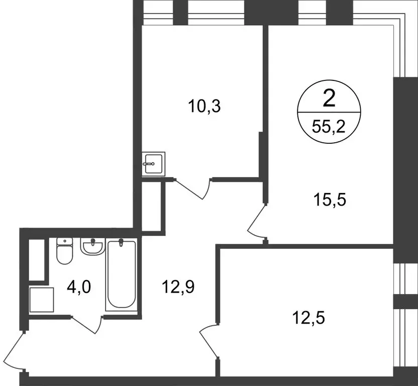 2-комнатная квартира: Московский, улица Никитина, 3к3 (55.2 м) - Фото 1