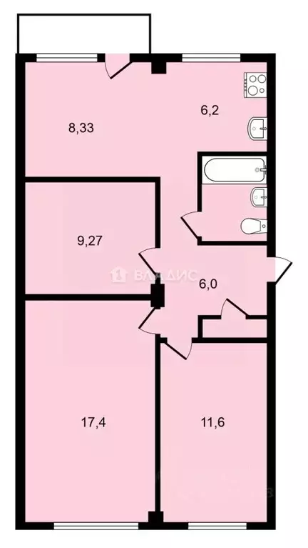 3-к кв. Карелия, Петрозаводск ул. Антонова, 9 (63.3 м) - Фото 1