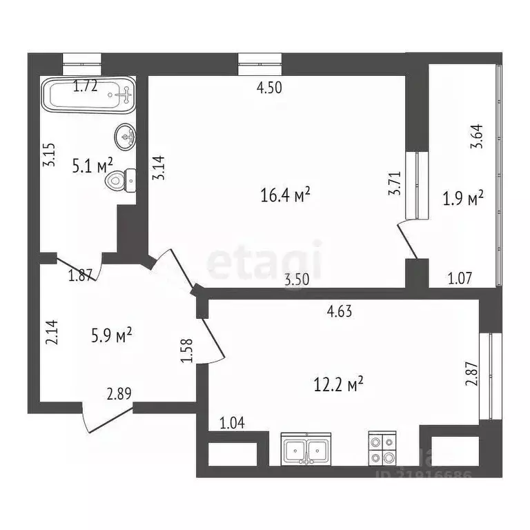 1-к кв. Калининградская область, Калининград ул. Генерала Буткова, ... - Фото 2