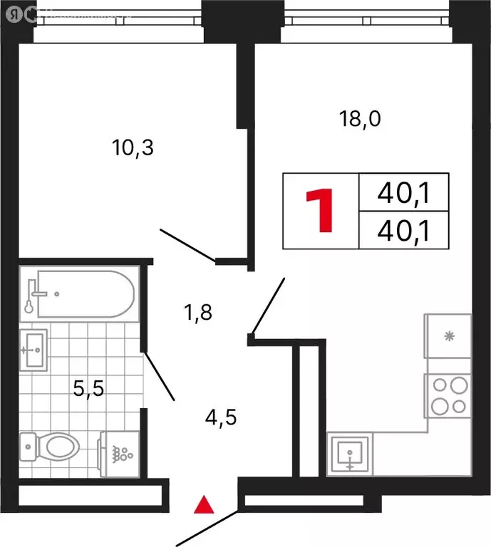 1-комнатная квартира: Москва, ЖК Бестселлер (40.1 м) - Фото 1