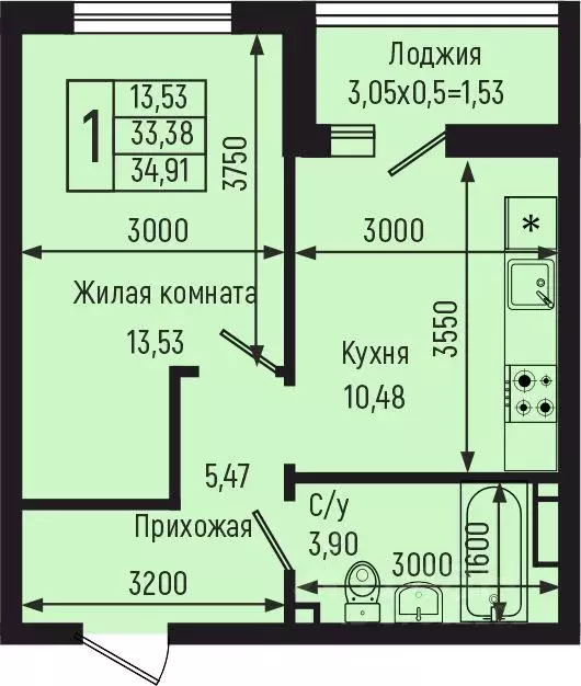 1-к кв. Краснодарский край, Туапсинский муниципальный округ, с. Небуг  ... - Фото 0