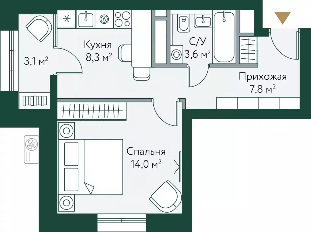 1-к кв. Волгоградская область, Волгоград Новосибирская ул., 74 (36.8 ... - Фото 0