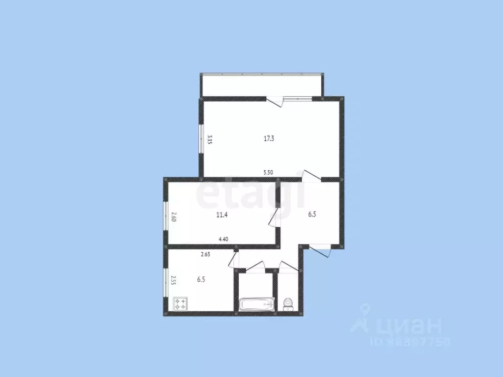 2-к кв. Карачаево-Черкесия, Черкесск ул. Космонавтов, 13 (49.8 м) - Фото 1