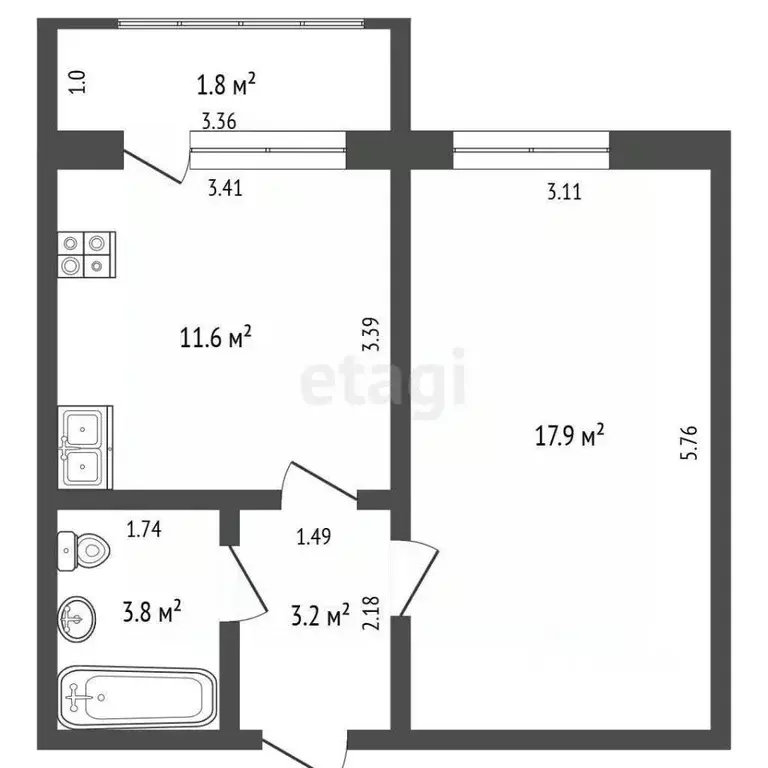 1-к кв. Ямало-Ненецкий АО, Тарко-Сале Пуровский район, ул. Осенняя, 7 ... - Фото 2