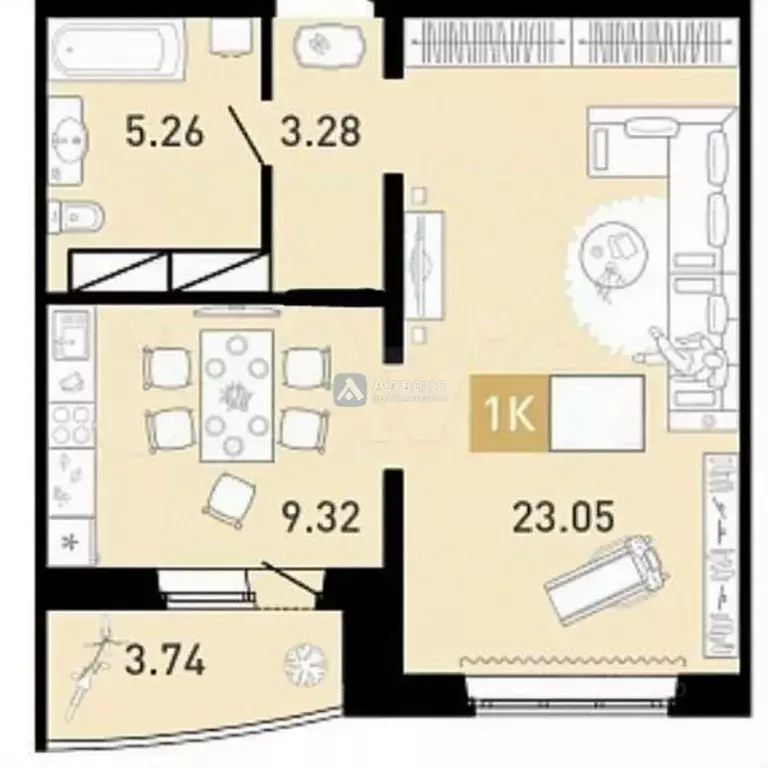 1-к кв. Тюменская область, Тюмень ул. Монтажников, 34 (41.0 м) - Фото 2