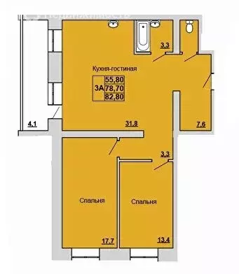3-комнатная квартира: Абакан, улица Кирова, 185к2 (82.8 м) - Фото 1