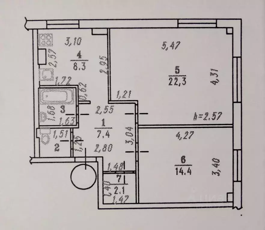 2-к кв. Омская область, Омск Верхнеднепровская ул., 273 (59.0 м) - Фото 1