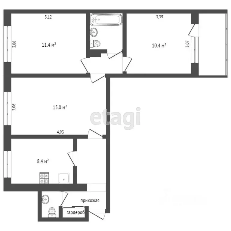 3-к кв. Ханты-Мансийский АО, Когалым ул. Степана Повха, 16 (60.5 м) - Фото 1