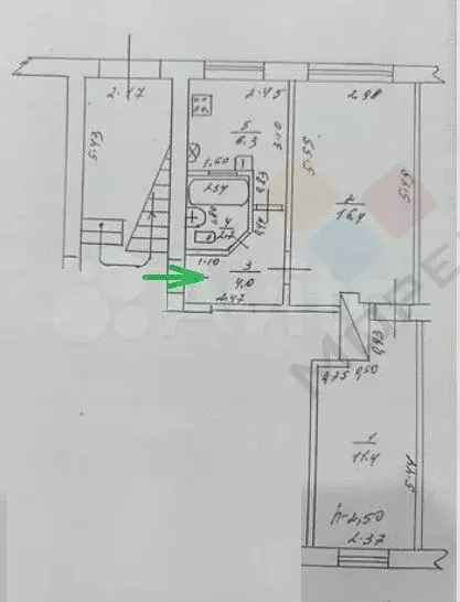 2-к. квартира, 40,8 м, 1/2 эт. - Фото 0