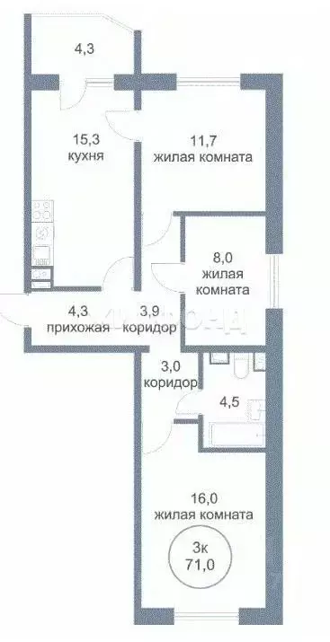 3-к кв. Ханты-Мансийский АО, Нефтеюганск 17-й мкр, 9 (71.0 м) - Фото 1